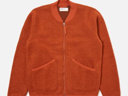 Universal Works Zip Bomber in Orange Wool Fleece Online Hot Sale