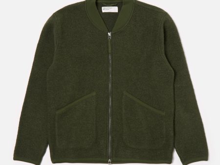 Universal Works Zip Bomber in Olive Wool Fleece Sale