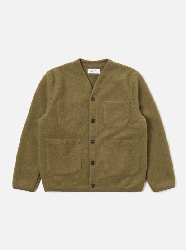 Universal Works Cardigan in Lovat Wool Fleece Discount