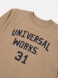 Universal Works Football T Shirt in Sand Single Jersey UW31 For Cheap