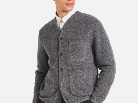 Universal Works Cardigan in Grey Marl Wool Fleece For Cheap