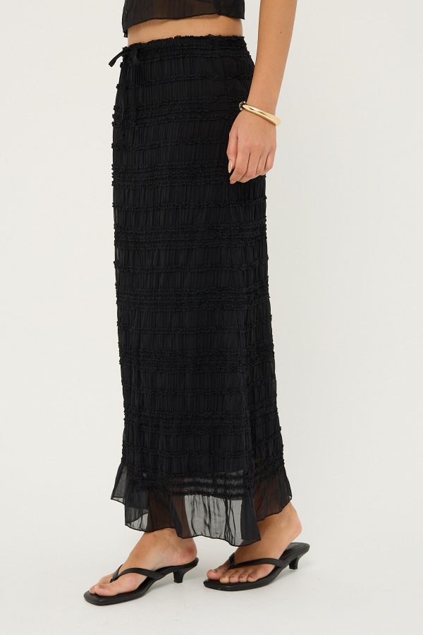 Luck & Trouble Marisole Gathered Maxi Skirt Black Online Hot Sale