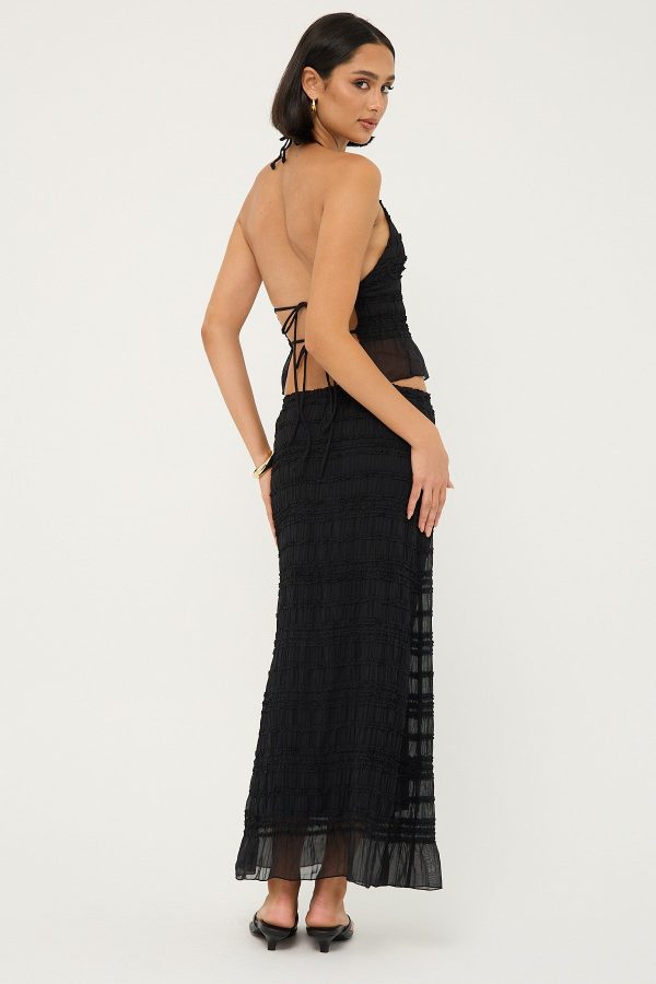 Luck & Trouble Marisole Gathered Maxi Skirt Black Online Hot Sale