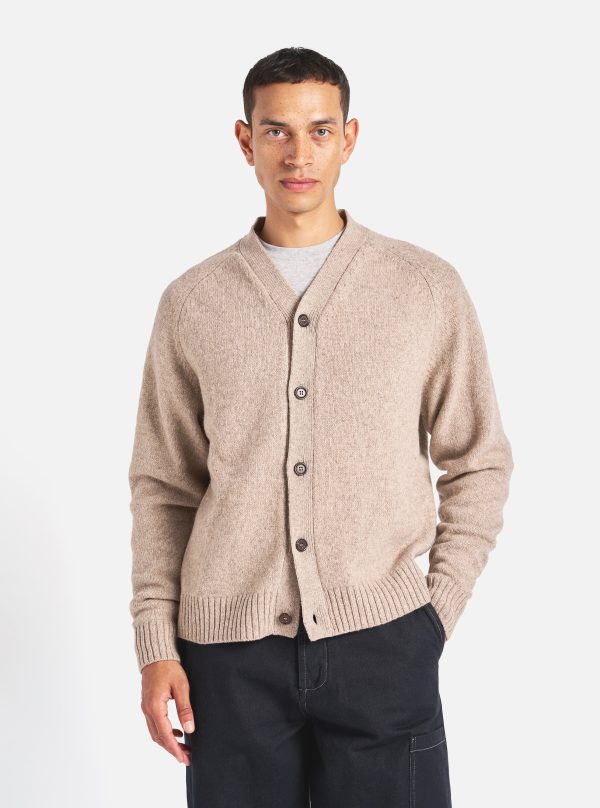 Universal Works David Cardigan in Fawn Eco Wool Sale