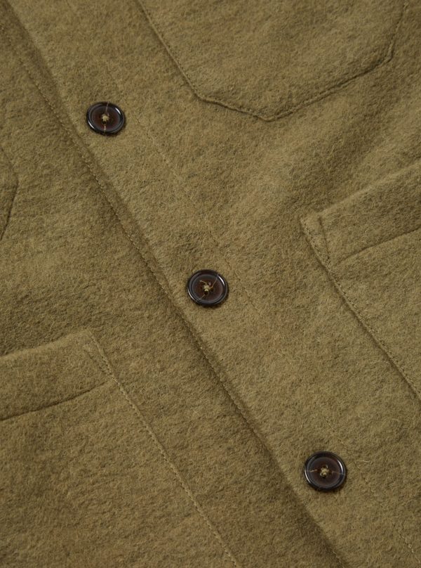 Universal Works Cardigan in Lovat Wool Fleece Discount