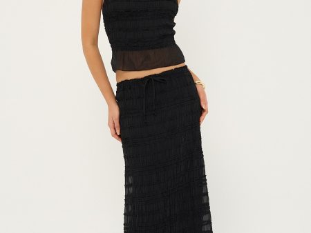 Luck & Trouble Marisole Gathered Maxi Skirt Black Online Hot Sale