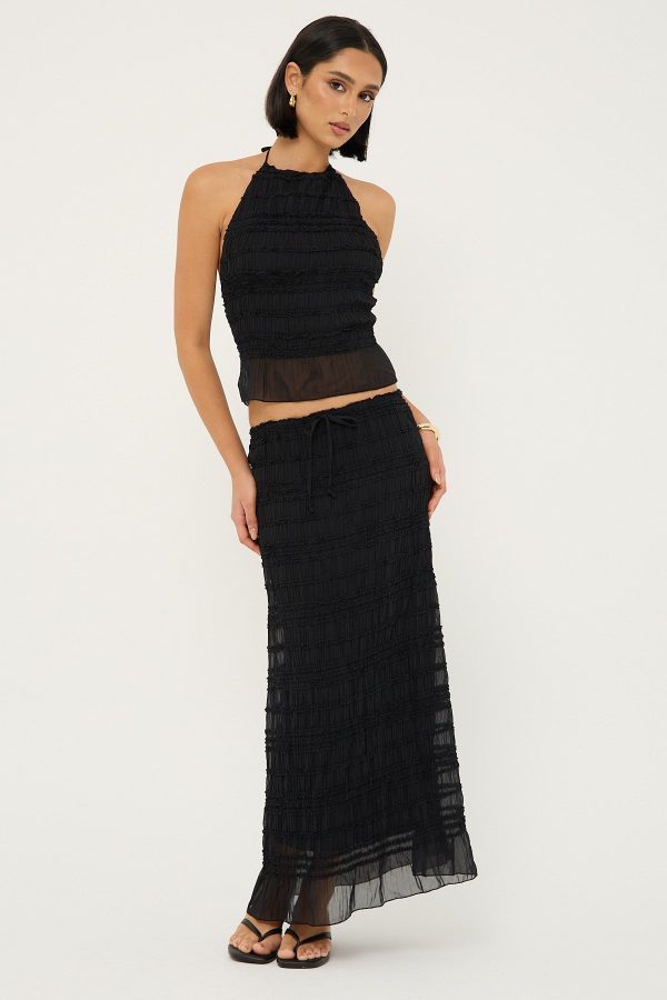 Luck & Trouble Marisole Gathered Maxi Skirt Black Online Hot Sale