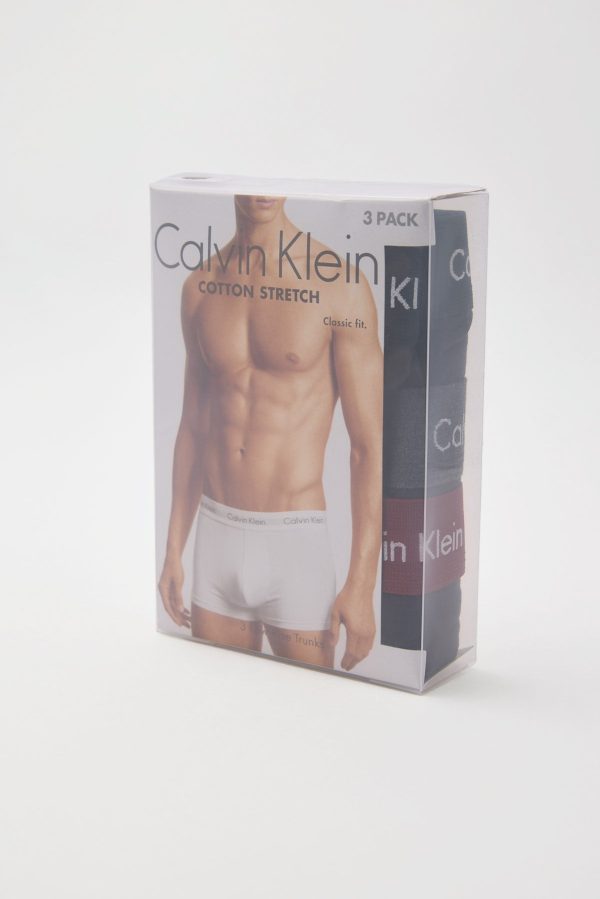 Calvin Klein Cotton Stretch Low Rise Trunk 3Pk Black Assorted Online now