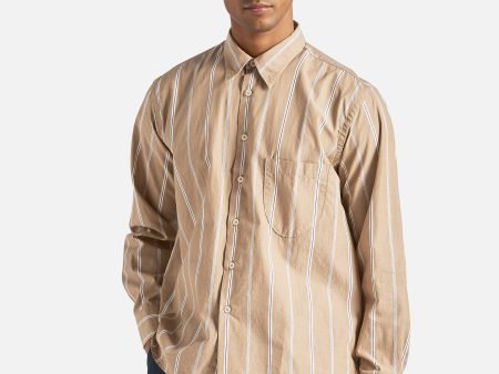 Universal Works Lazy Day Shirt in Sand Sydney Stripe Online Sale