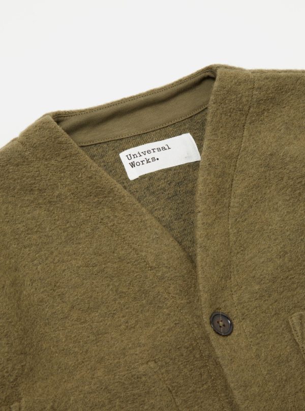 Universal Works Cardigan in Lovat Wool Fleece Discount