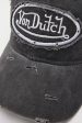 Von Dutch Washed Black Canvas Embroidery Patch Destroyed Wash Cap Black Wash Grey Embro Hot on Sale