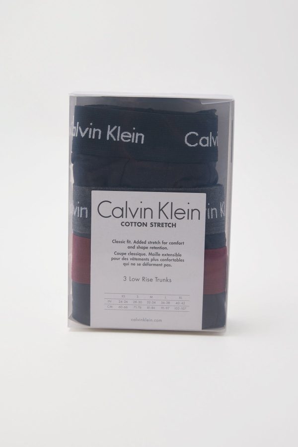 Calvin Klein Cotton Stretch Low Rise Trunk 3Pk Black Assorted Online now