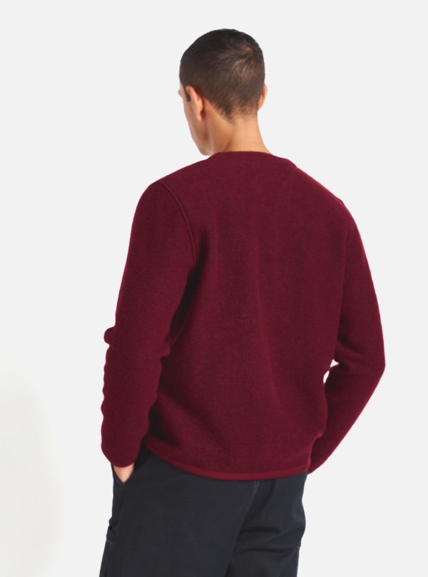 Universal Works Cardigan in Deep Red Wool Fleece Fashion