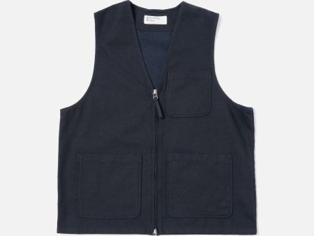 Universal Works Operators Gilet in Navy Upcycled Italian Tweed Sale