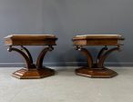 Pair of Hollywood Regency Octagonal Calacatta Marble Side Tables For Sale