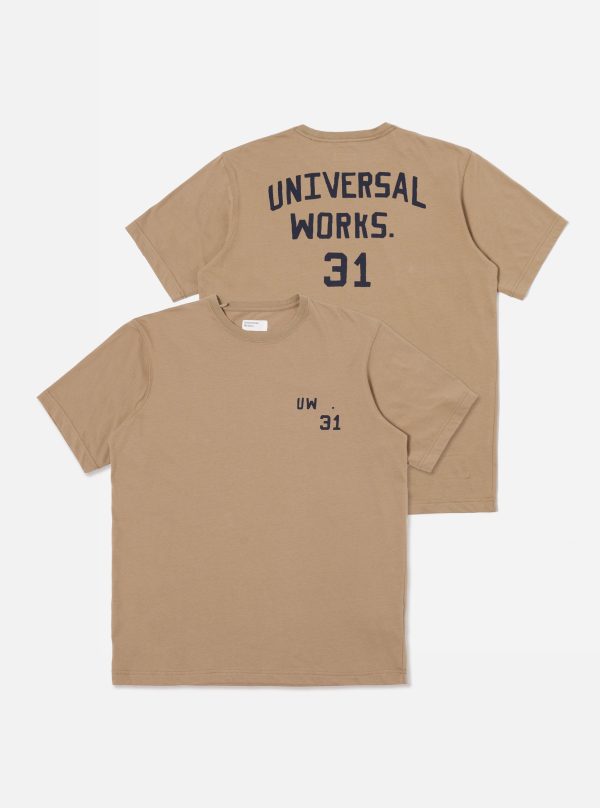 Universal Works Print Tee in Sand Single Jersey UW31 Online