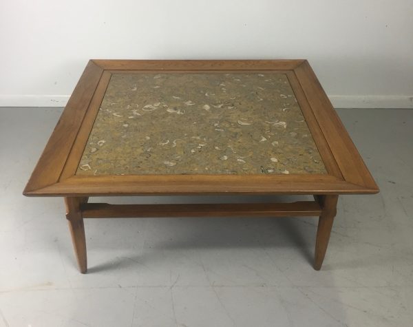 Tomlinson Marble and Pecan Mid Century Coffee Table Hot on Sale