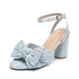 Amoji Women s Satin Block Heeled 3.7 Inch Sandal Bowknot Pleated Ankle Strap for Wedding Party Dressing Dress Shoes 302 Sale