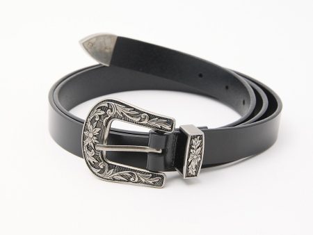 Common Need Western Leather Belt Black For Cheap