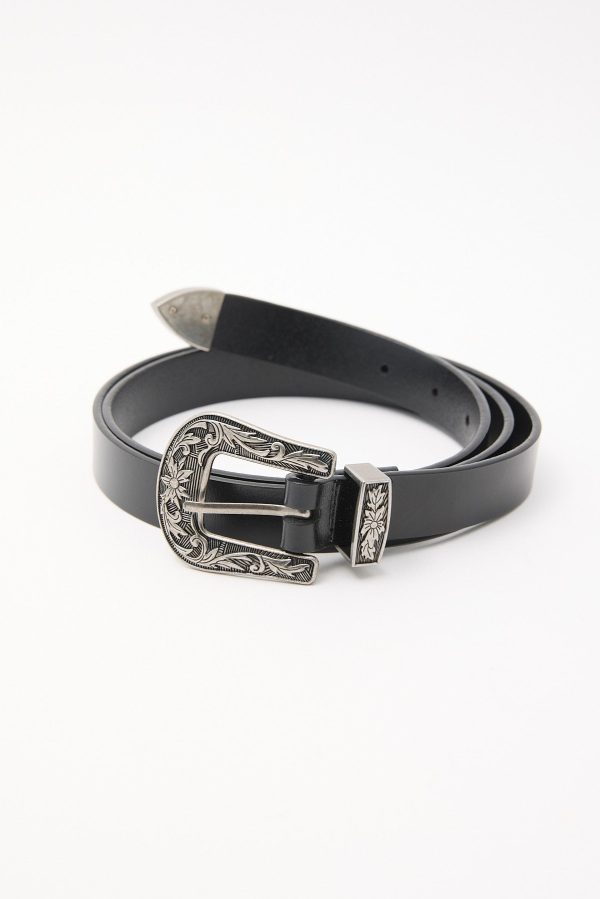 Common Need Western Leather Belt Black For Cheap