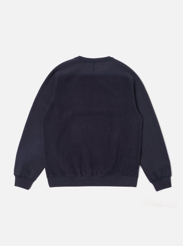 Universal Works Sweatshirt in Navy Brush Back Sweat Online Sale