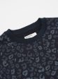 Universal Works Loose Sweatshirt in Navy Leopard Brush Back For Cheap