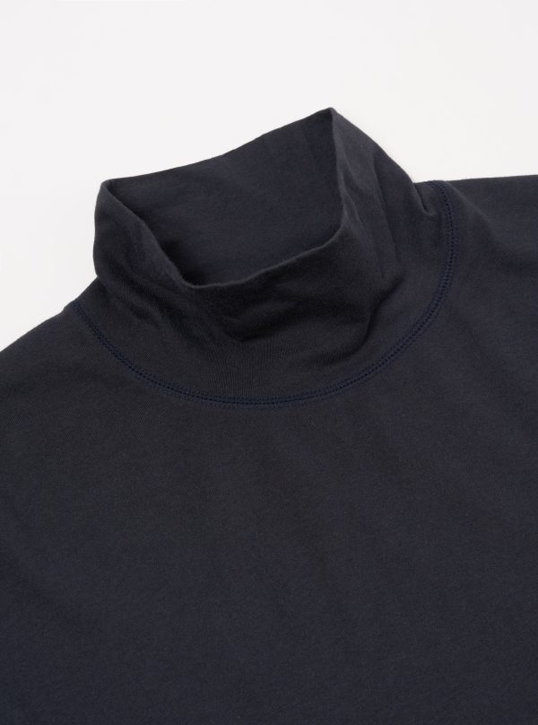 Universal Works Funnel Neck Tee in Navy Single Jersey Hot on Sale