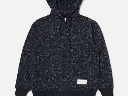 Universal Works New York Hoody in Navy Leopard Brush Back Supply