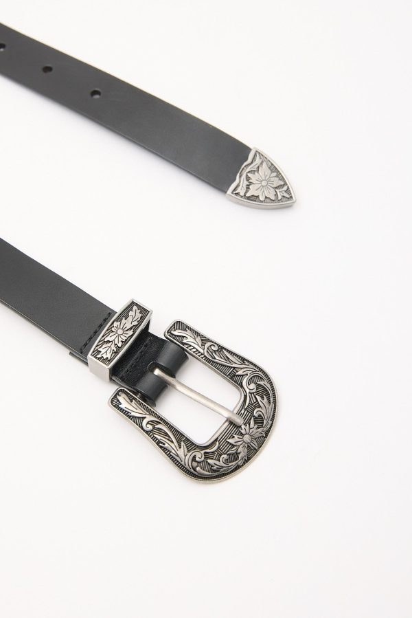 Common Need Western Leather Belt Black For Cheap