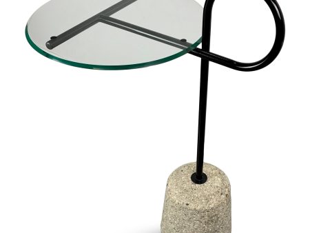 Italian Mid-Century Post-Modern Sottsass Style Side Table of Concrete and Steel For Discount