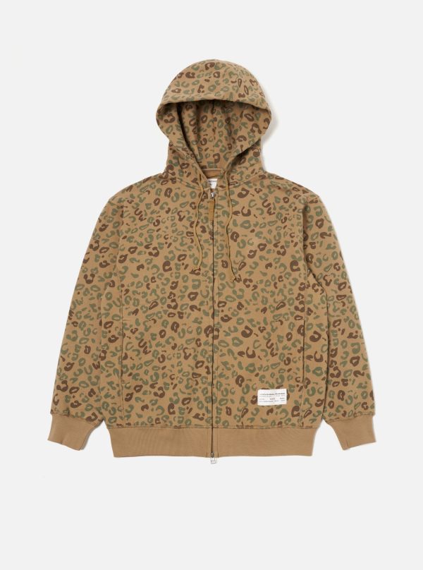 Universal Works New York Hoody in Sand Leopard Brush Back Online Sale