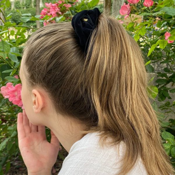 Scrunchie Aldo - Terciopelo orgánico negro Online Sale