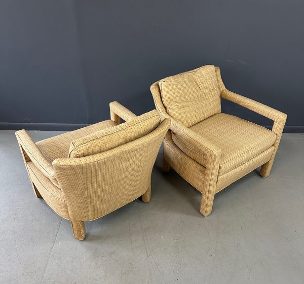 Pair of Drexel Parsons Style Chairs with Curvaceous Backs Mid Century Discount