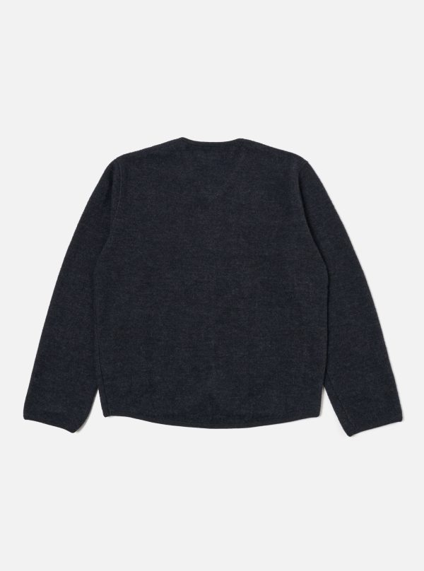 Universal Works Zip Liner Jacket in Navy Soft Wool Cotton Knit Sale