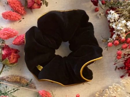 Scrunchie Calypso - Terciopelo Orgánico Negro Online Hot Sale