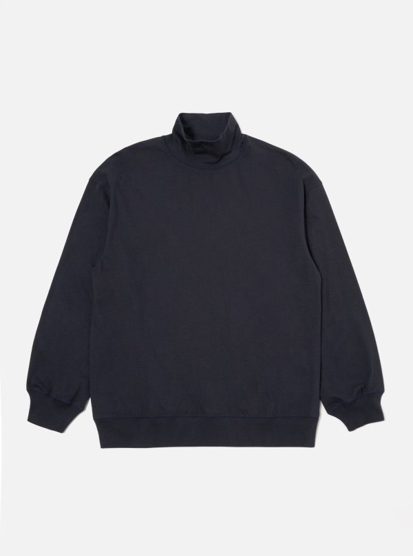 Universal Works Funnel Neck Tee in Navy Single Jersey Hot on Sale