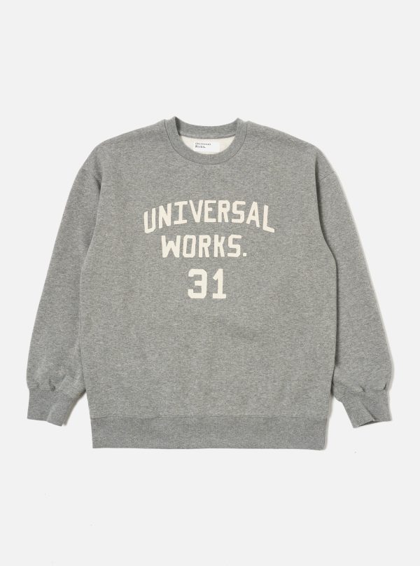 Universal Works Loose Sweatshirt in Grey Marl Recycled Cotton Blend Jersey Supply