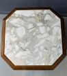 Pair of Hollywood Regency Octagonal Calacatta Marble Side Tables For Sale