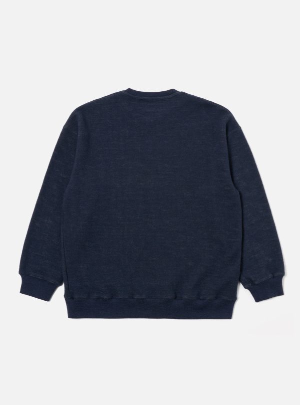 Universal Works Loose Sweatshirt in Navy Soft Wool Cotton Knit Online now