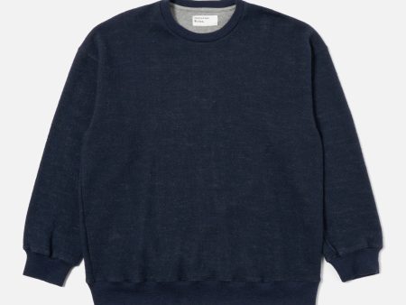 Universal Works Loose Sweatshirt in Navy Soft Wool Cotton Knit Online now