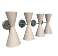 Set of Four Litecraft Mid Century Sconces in White and Chrome with Pinhole Design Cheap