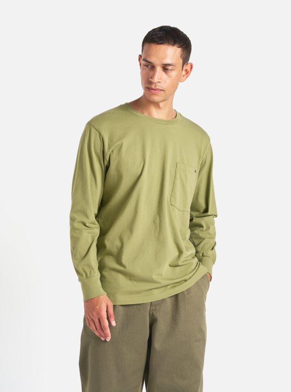 Universal Works L S Tee in Olive Organic Jersey Online now