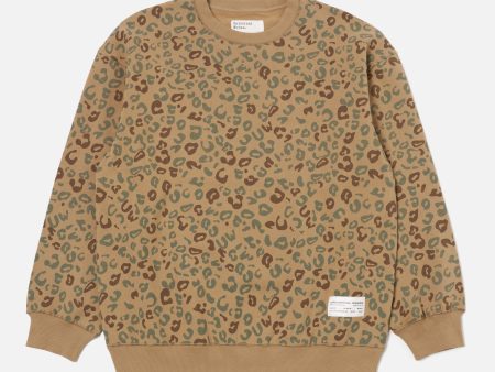 Universal Works Loose Sweatshirt in Sand Leopard Brush Back Discount