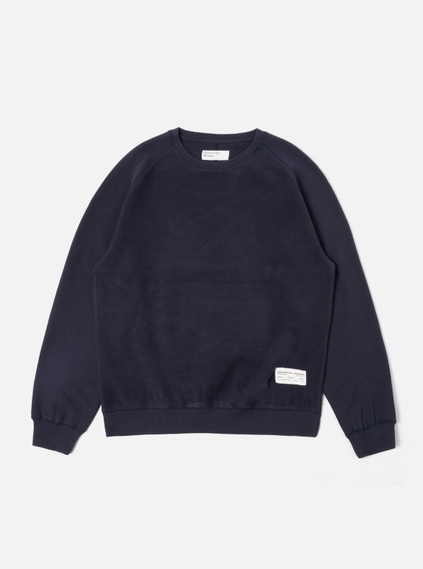 Universal Works Sweatshirt in Navy Brush Back Sweat Online Sale