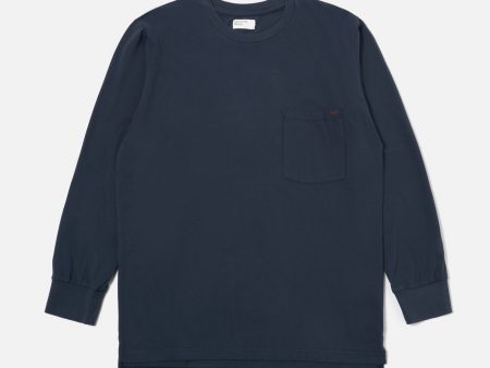 Universal Works L S Tee in Navy Organic Jersey For Discount