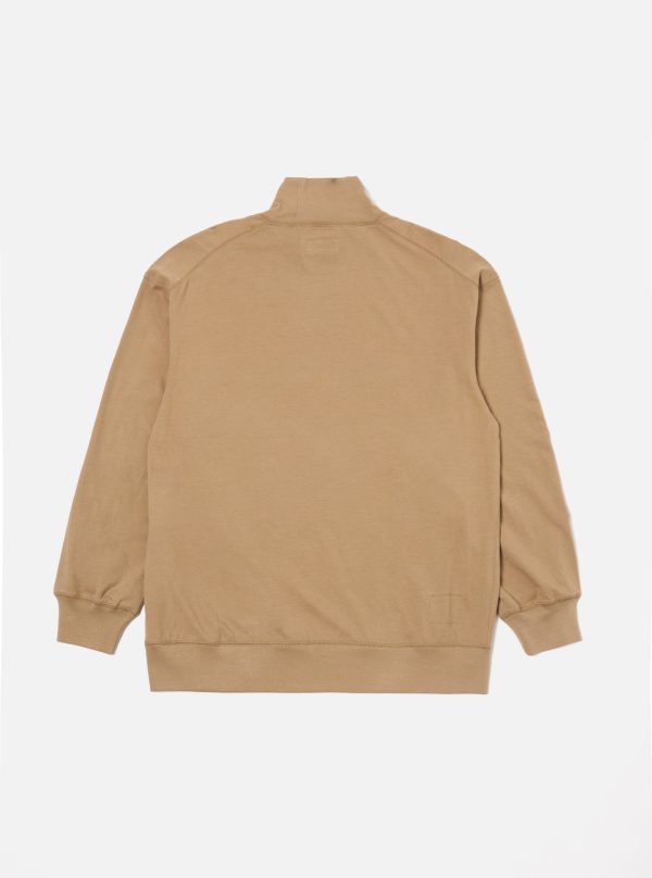 Universal Works Funnel Neck Tee in Sand Single Jersey on Sale