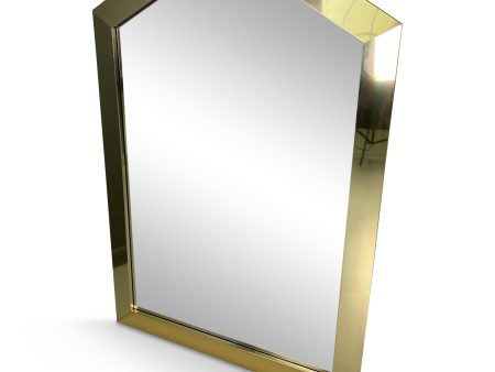 Mid-century Ello 1980s Glam Brass Framed Angular Mirror on Sale