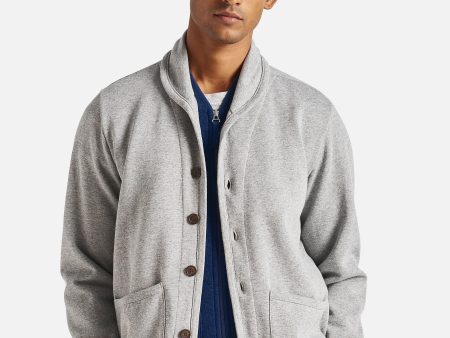 Universal Works Lancaster Jacket in Grey Marl Recycled Cotton Blend Jersey Cheap