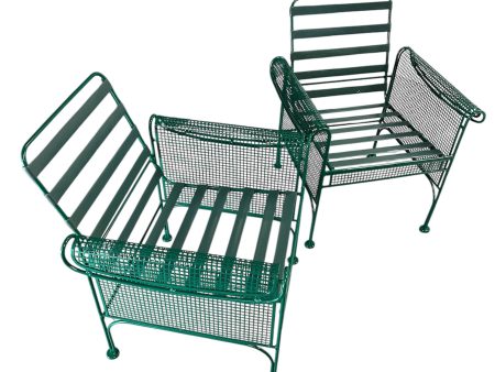 Pair of Metal Lounge Chairs By Woodard in the Style of Josef Hoffman on Sale