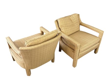 Pair of Drexel Parsons Style Chairs with Curvaceous Backs Mid Century Discount